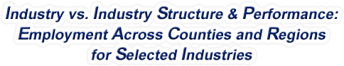 Connecticut - Industry vs. Industry Structure & Performance: Employment Across Counties and Regions for Selected Industries